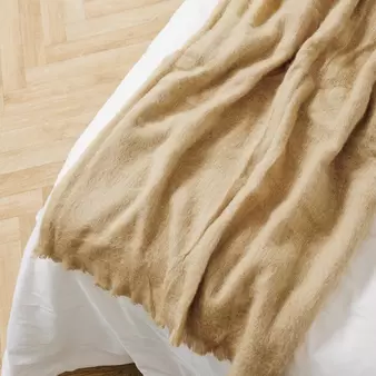Woollen Blend Blanket Throw Honey
