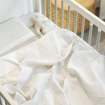 Waffle Baby Blanket White