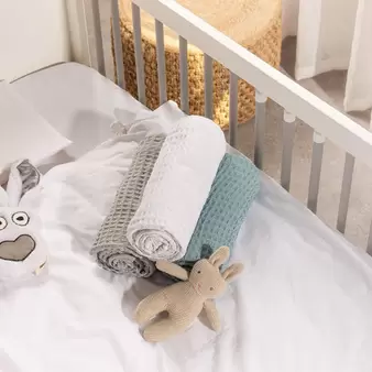 Waffle Baby Blanket Duck Egg