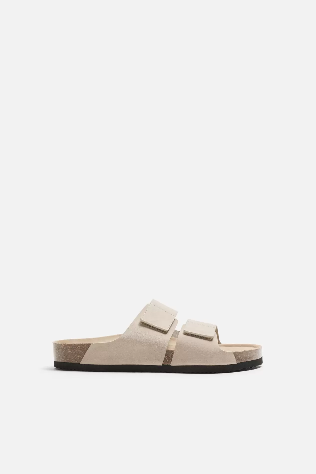 SPLIT LEATHER DOUBLE-STRAP SANDALS