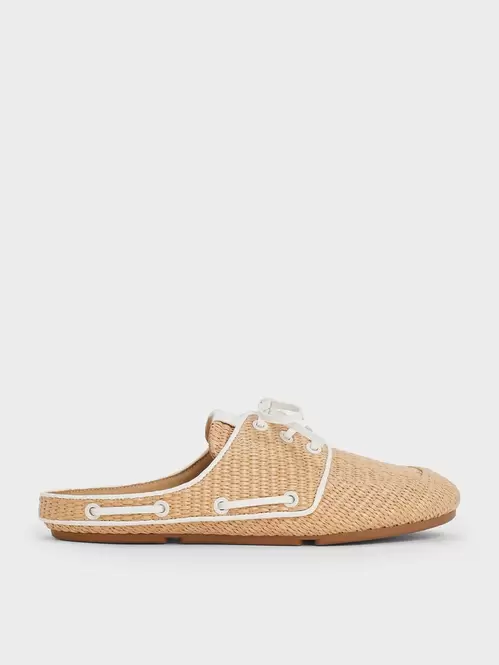 Jude Raffia Slip-On Boat Shoes  - sand