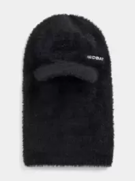 Unisex Feather Knit Black Balaclava