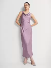 Draped Satin Column Dress
