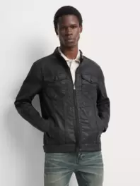 Fabiani Men's Black Coated Denim jacket