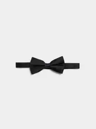 Fabiani Men's Monogram Crest Classic Black Silk Bow Tie