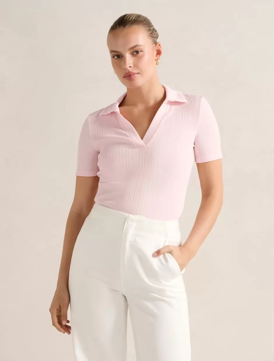 Addison Rib Short Sleeve Polo Top