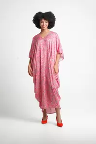 Frida Pink Floral KaftanDress