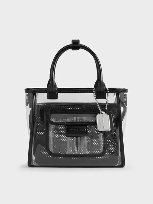 Noah See-Through Mesh Tote Bag  - clear