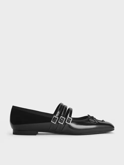 Triple-Strap Mary Janes  - black box