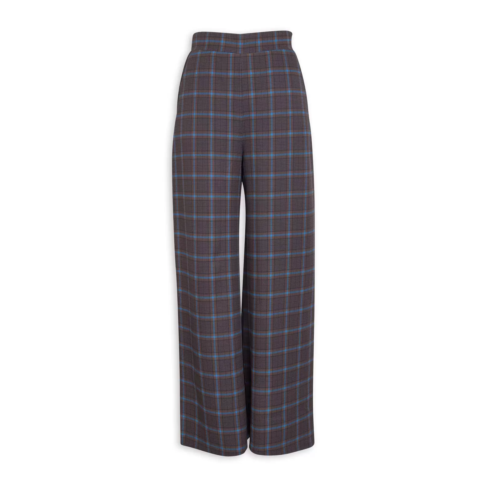 Brown Check Wide Leg Pants