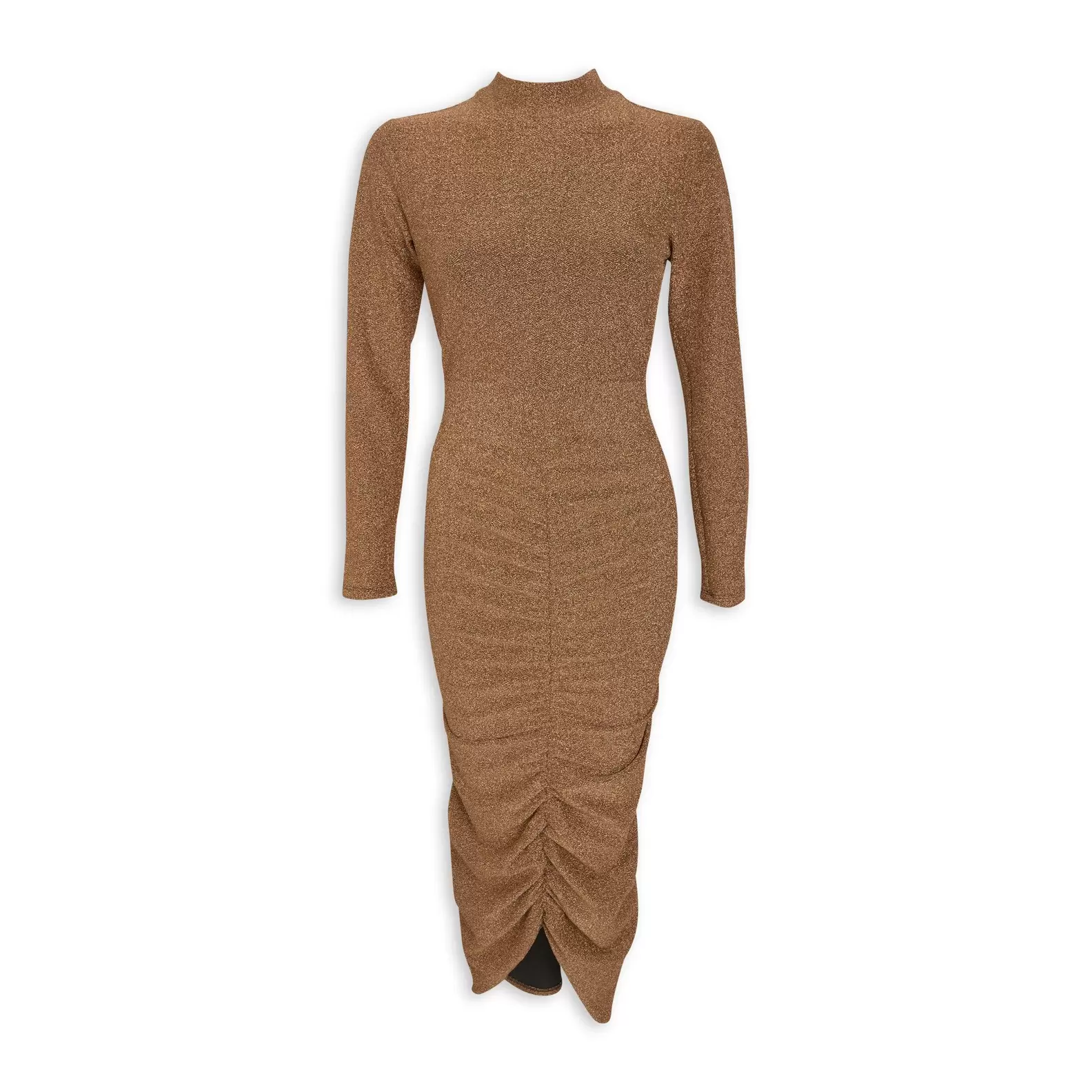 Gold Shimmer Gauged Dress