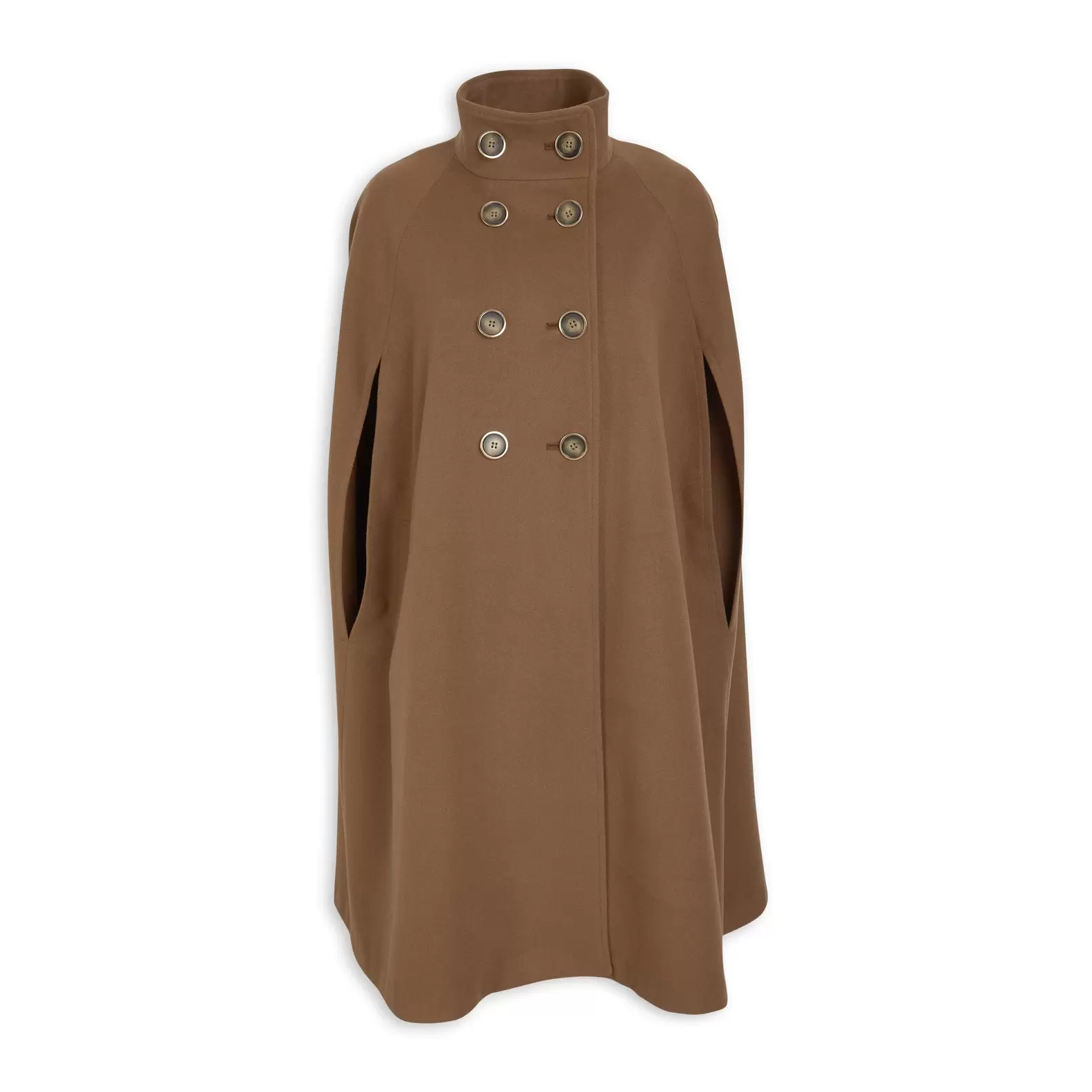 Brown Double Breasted Cape Coat