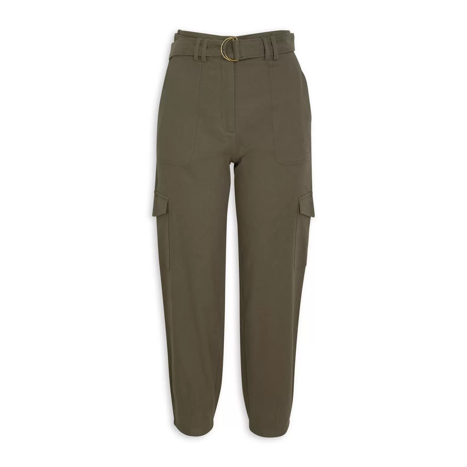 Khaki Green Utility Pants with Belt