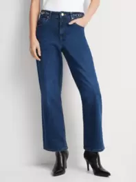 Denim Straight Leg Horse Bit Detail Jeans