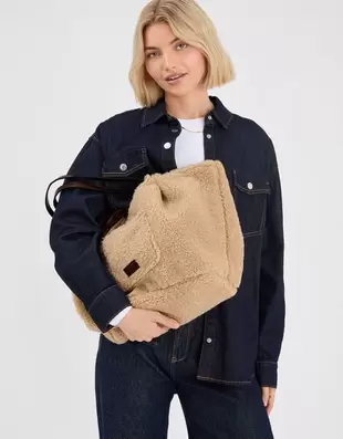 Reversible Faux Shearling Shoulder Bag