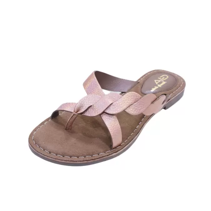 Gia metallic peach LEATHER TWISTED slip in