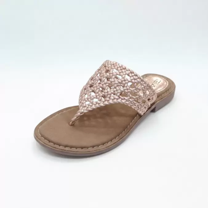 Gia rosegold LEATHER WEAVE toe post slip in