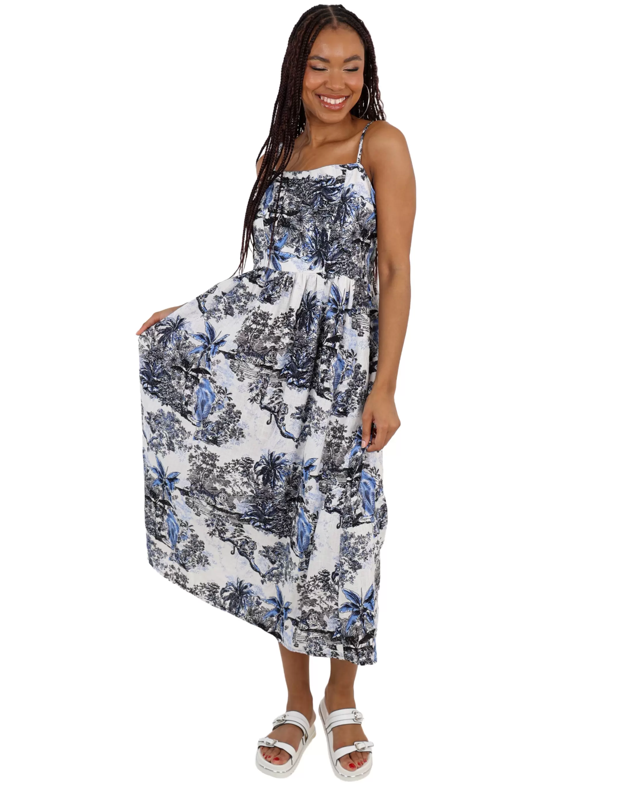 Strappy Printed Maxi Dress