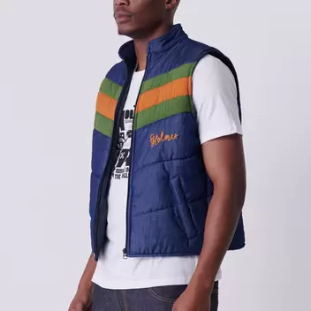 Strip Sleeveless Puffer Jacket