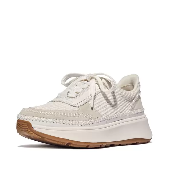 Fitflop white mix F-MODE CROSS-STITCH FLATFORM trainer