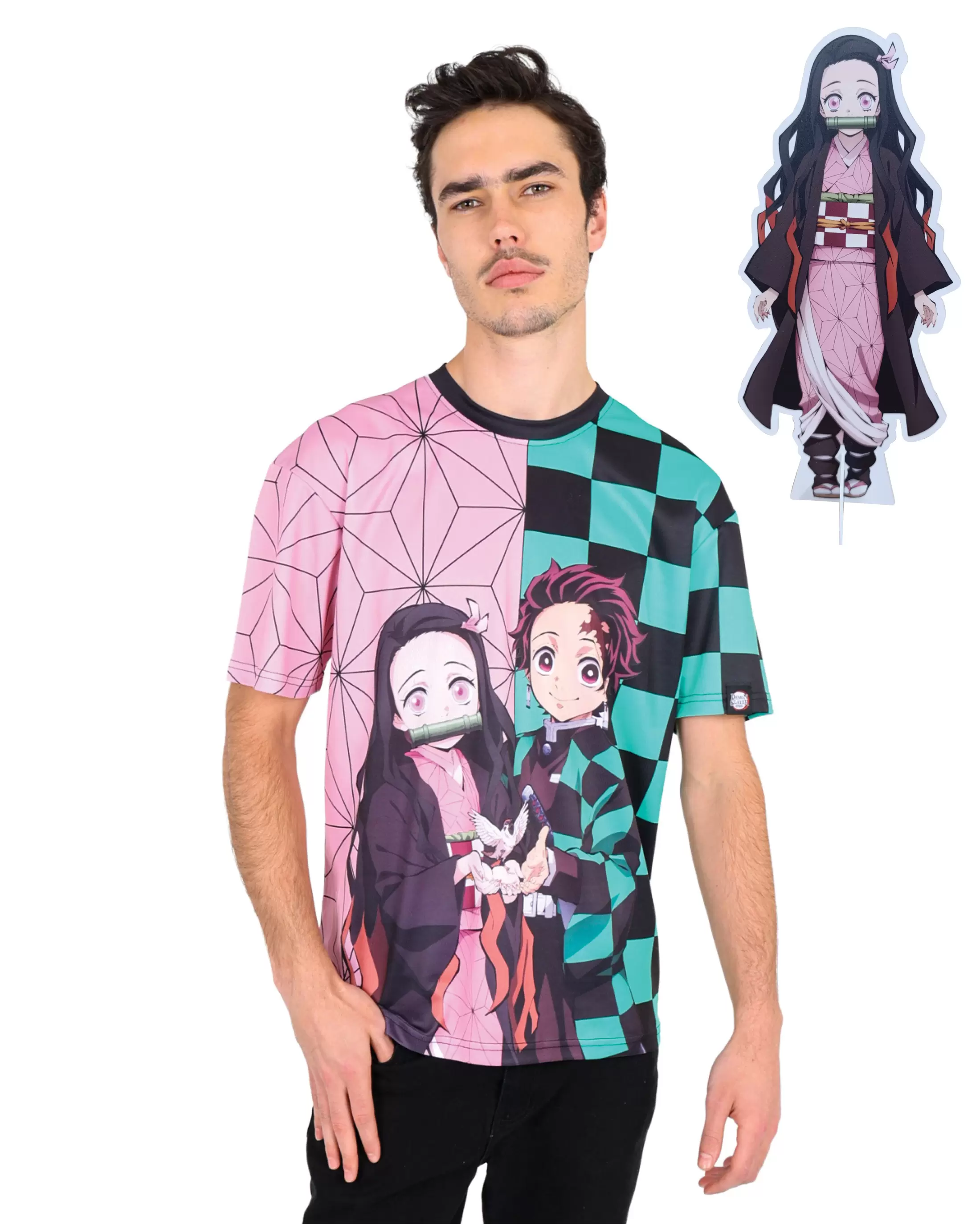 Demon Slayer Nezuko & Tanjiro Short Sleeve T-Shirt+ FREE Nezuko Standee