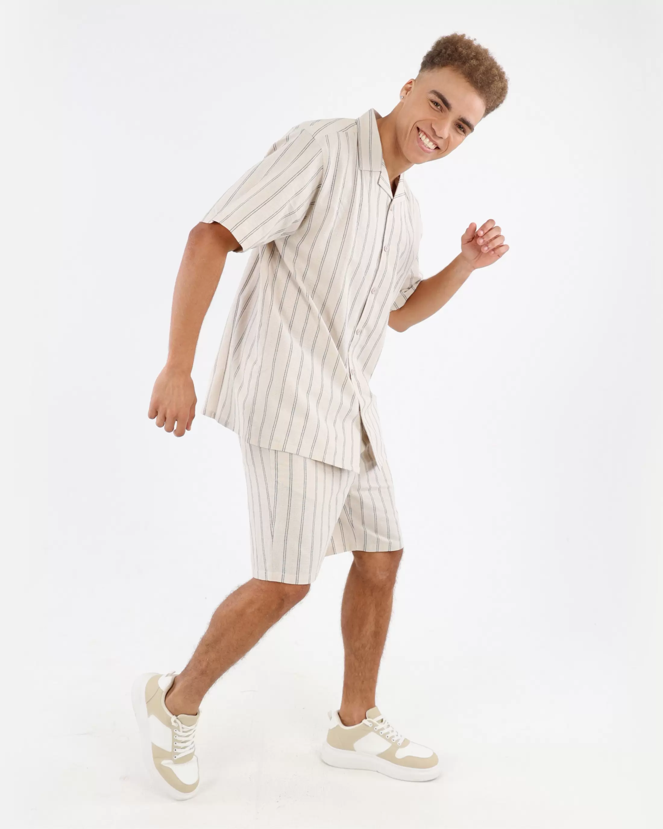 Woven Stripe Relaxed Fit Shorts