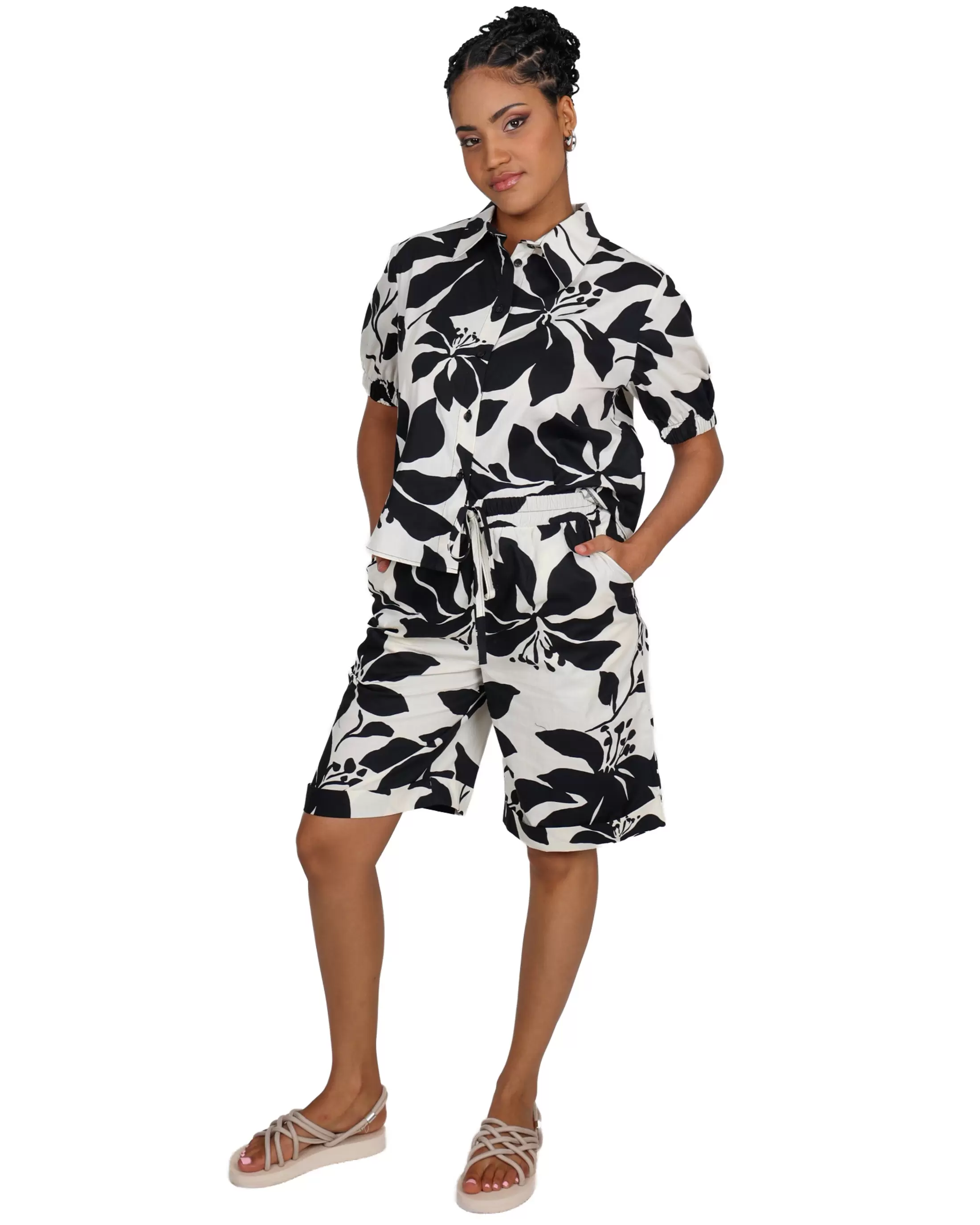 Monochrome Print Cotton Shorts