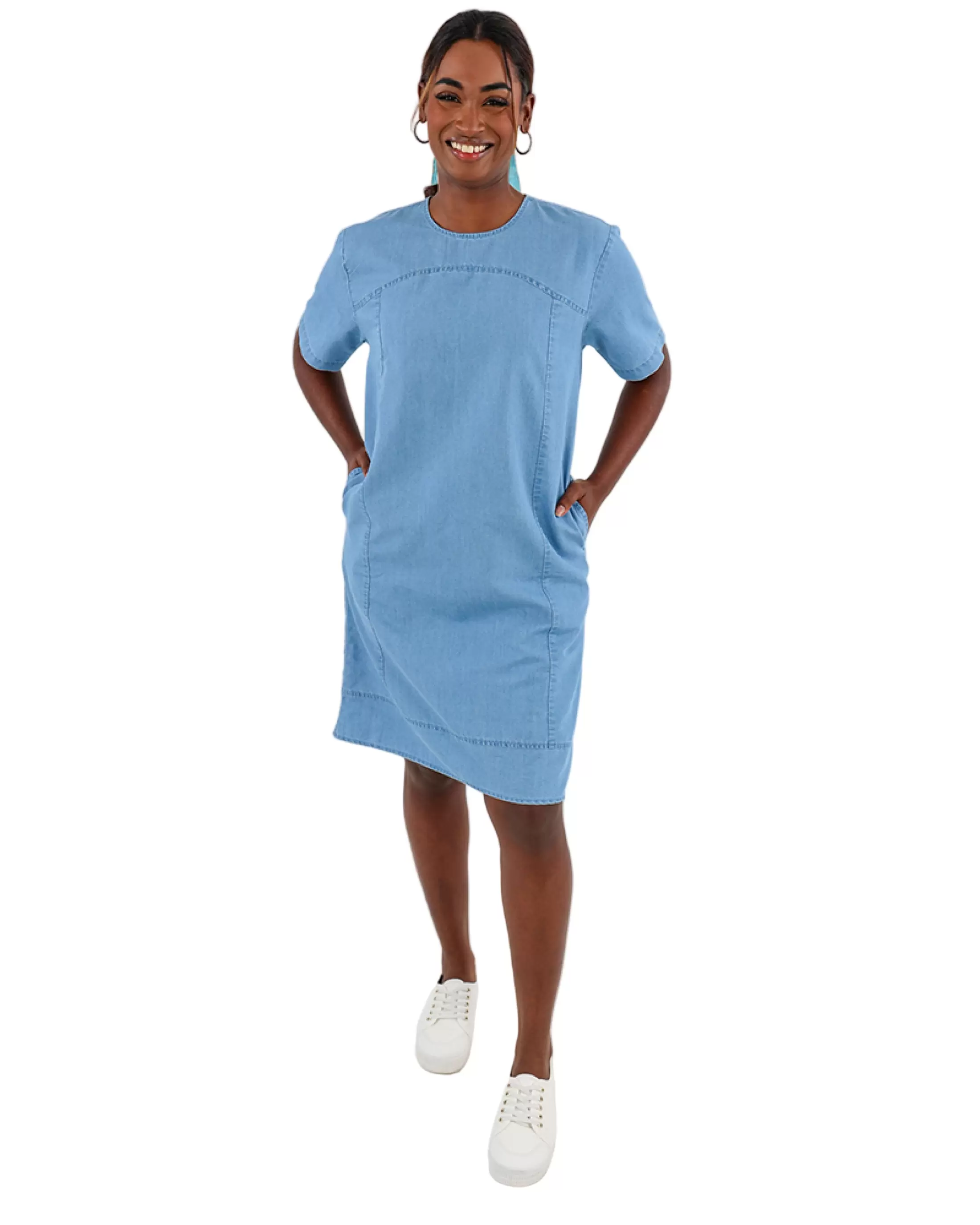 Short Sleeve Denim Tunic Dress