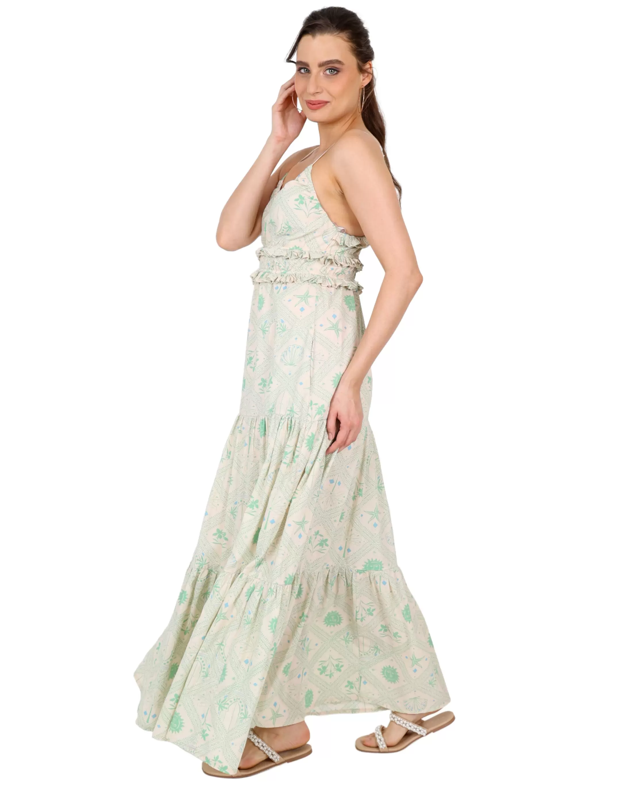 Strappy Amalfi Inspired Cotton Maxi Dress