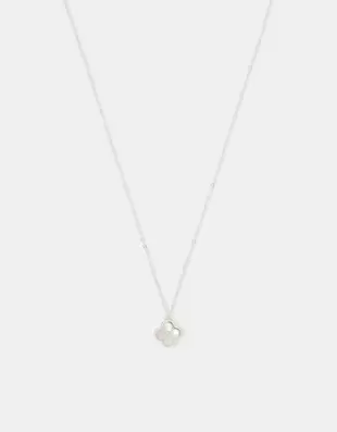 Sterling Silver Mother of Pearl Clover Pendant Necklace