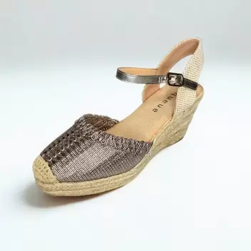 Queue pewter metallic espadrille wedge