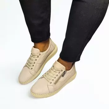 GIA LEATHER side zip silver sneaker