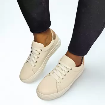 GIA LEATHER platform cream sneaker