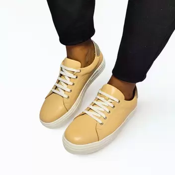 GIA LEATHER platform beige sneaker