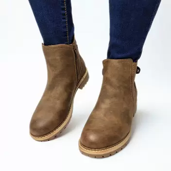 Savoy gusset detail dark taupe ankle boot