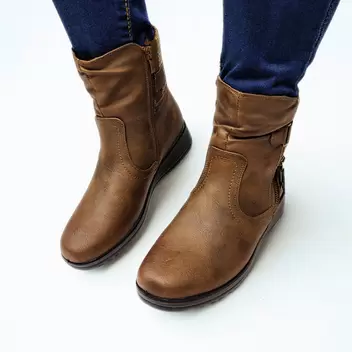 Savoy tweed zip detail brown boot