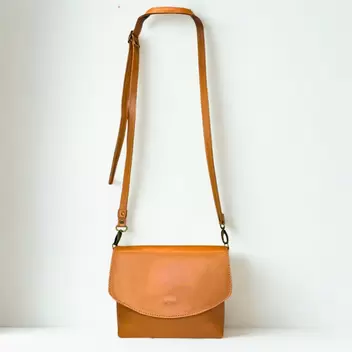 Gia hazelnut LEATHER MORGAN SLING bag
