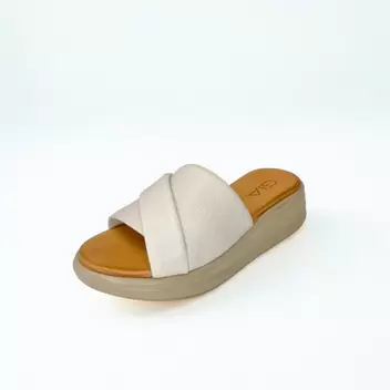 Gia silver grey LEATHER PLATFORM push-in