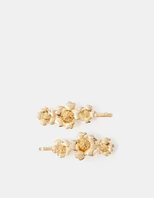 2-Pack Floral Metal Hair Slides