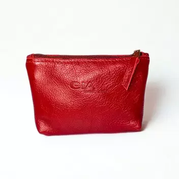 Gia red DOUBLE ZIP lipstick purse