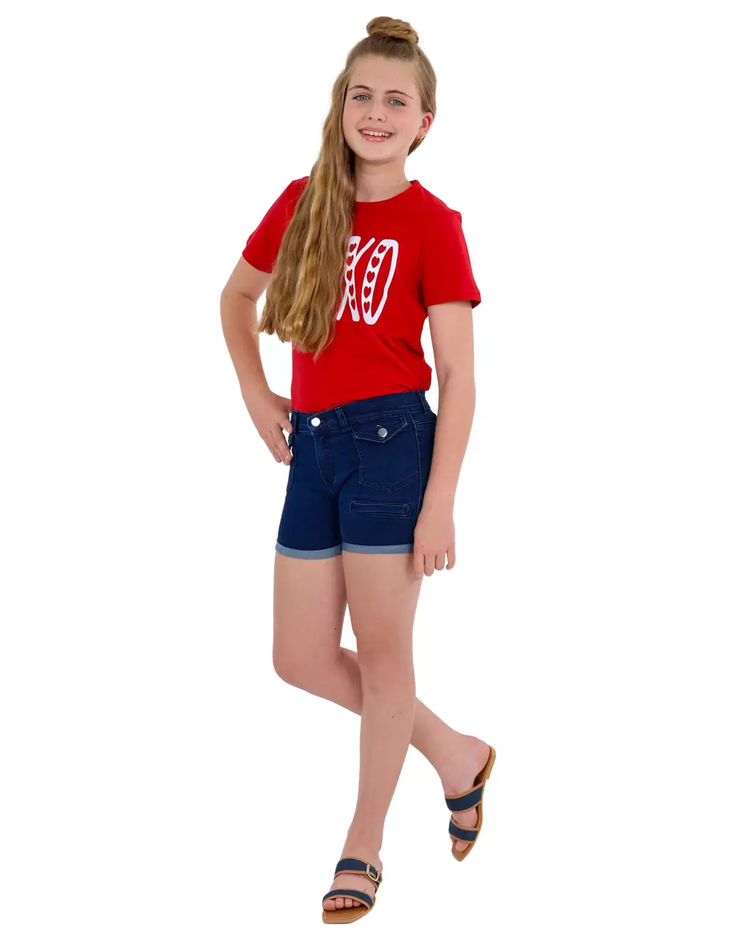 Blue Front Cargo Pocket Denim Shorts