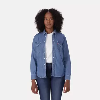 Levi's® Women's Iconic Western Shirt - Med Indigo - Flat Finish