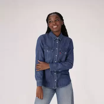 Levi's® Women's Iconic Western Shirt - Dark Indigo - Flat Finish