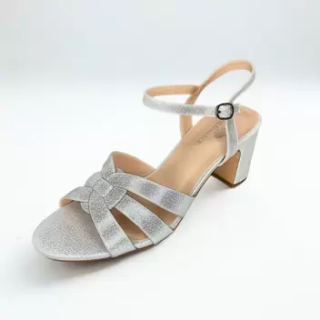Wild Alice silver INTERTWINED block heel sandal
