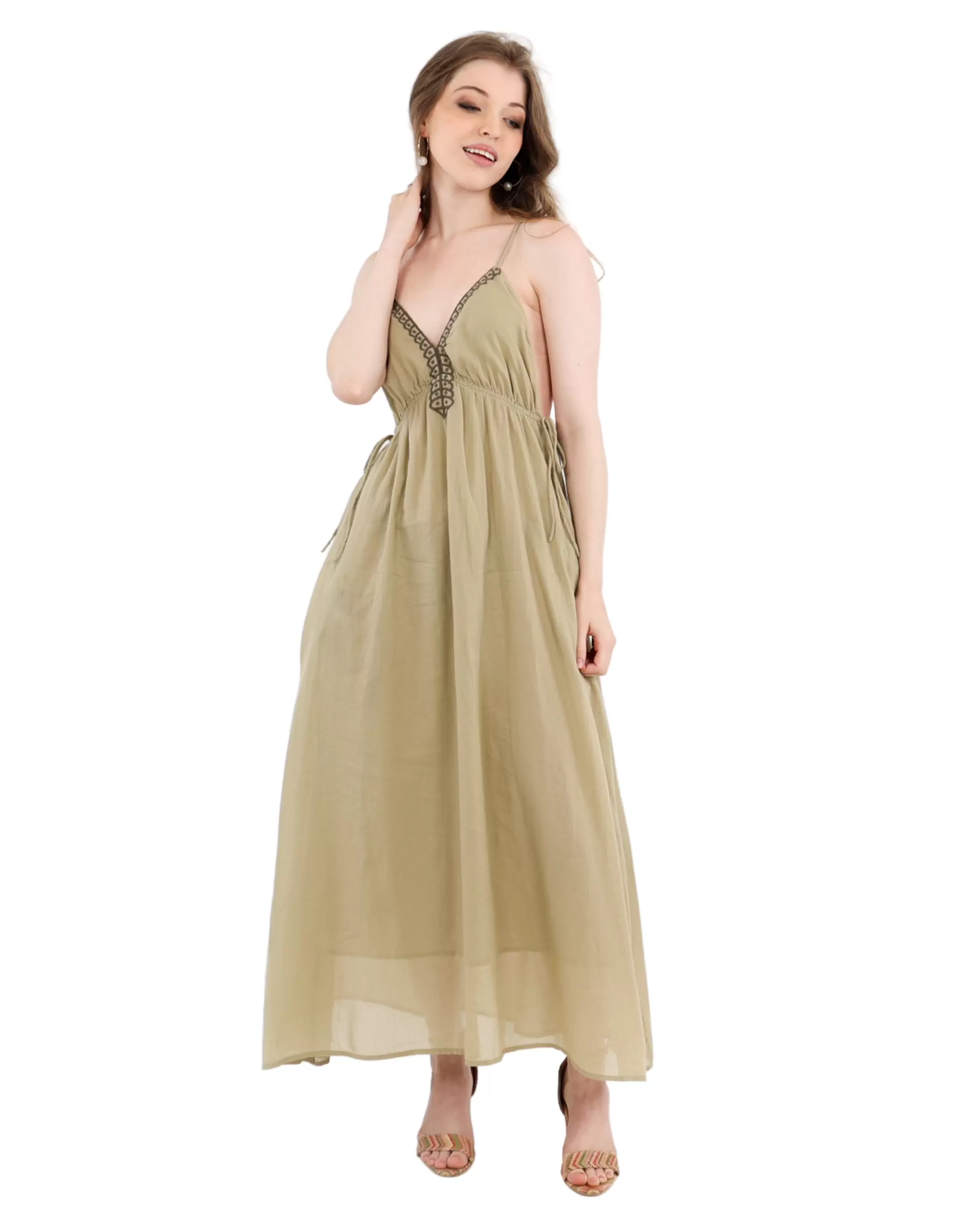 The Solene Embroidered Cotton Maxi Dress