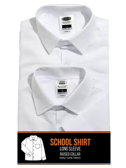2 Pack White Long Sleeve Primary Shirt