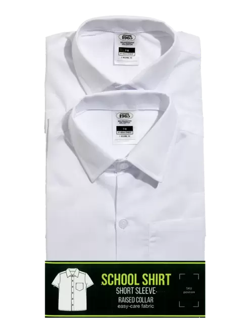 2 Pack White Short Sleeve High Raised Collar Shirt