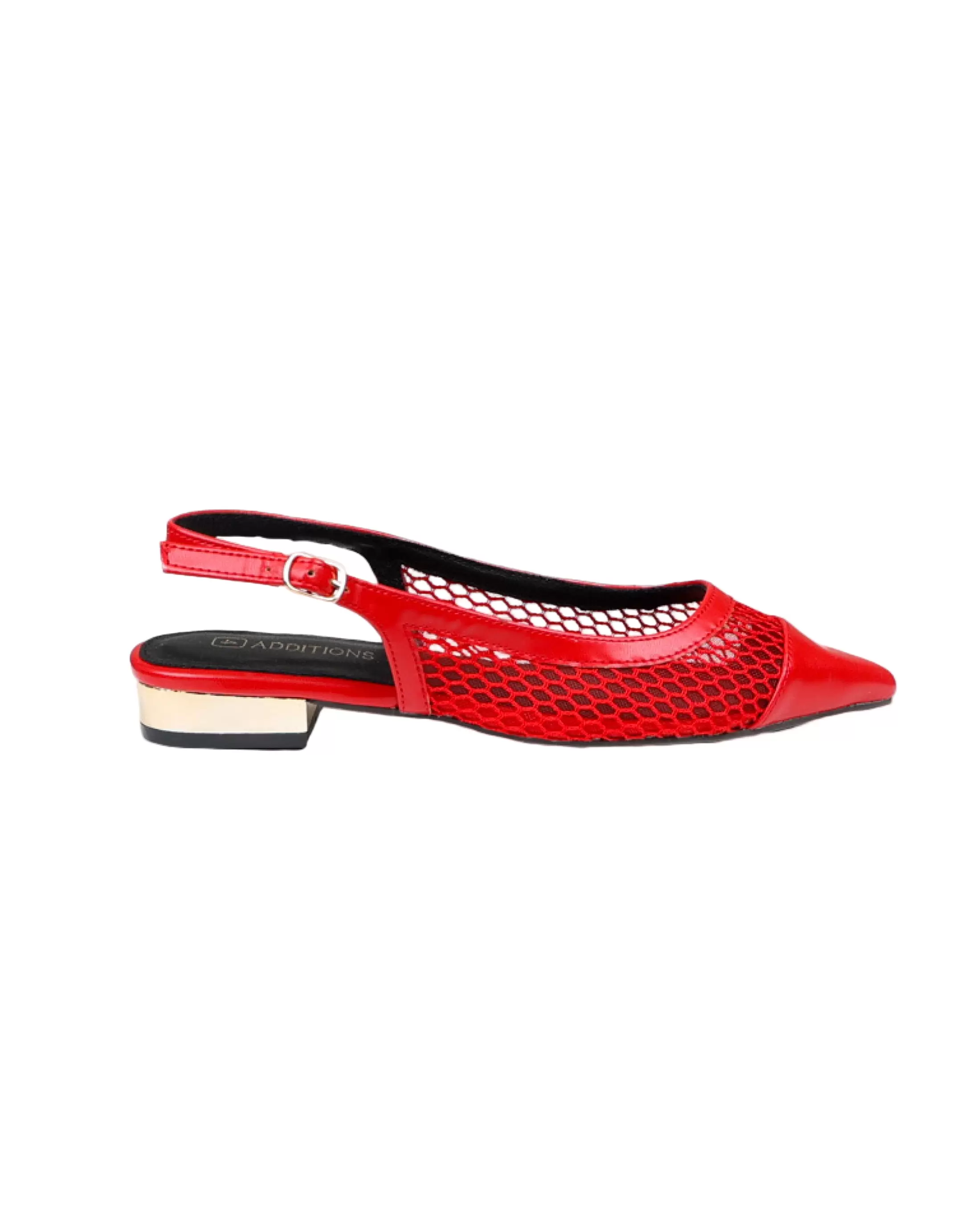 Red Net Toecap Detail Flat Slingback