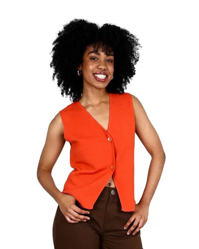 Orange Sleeveless Knitted Vest