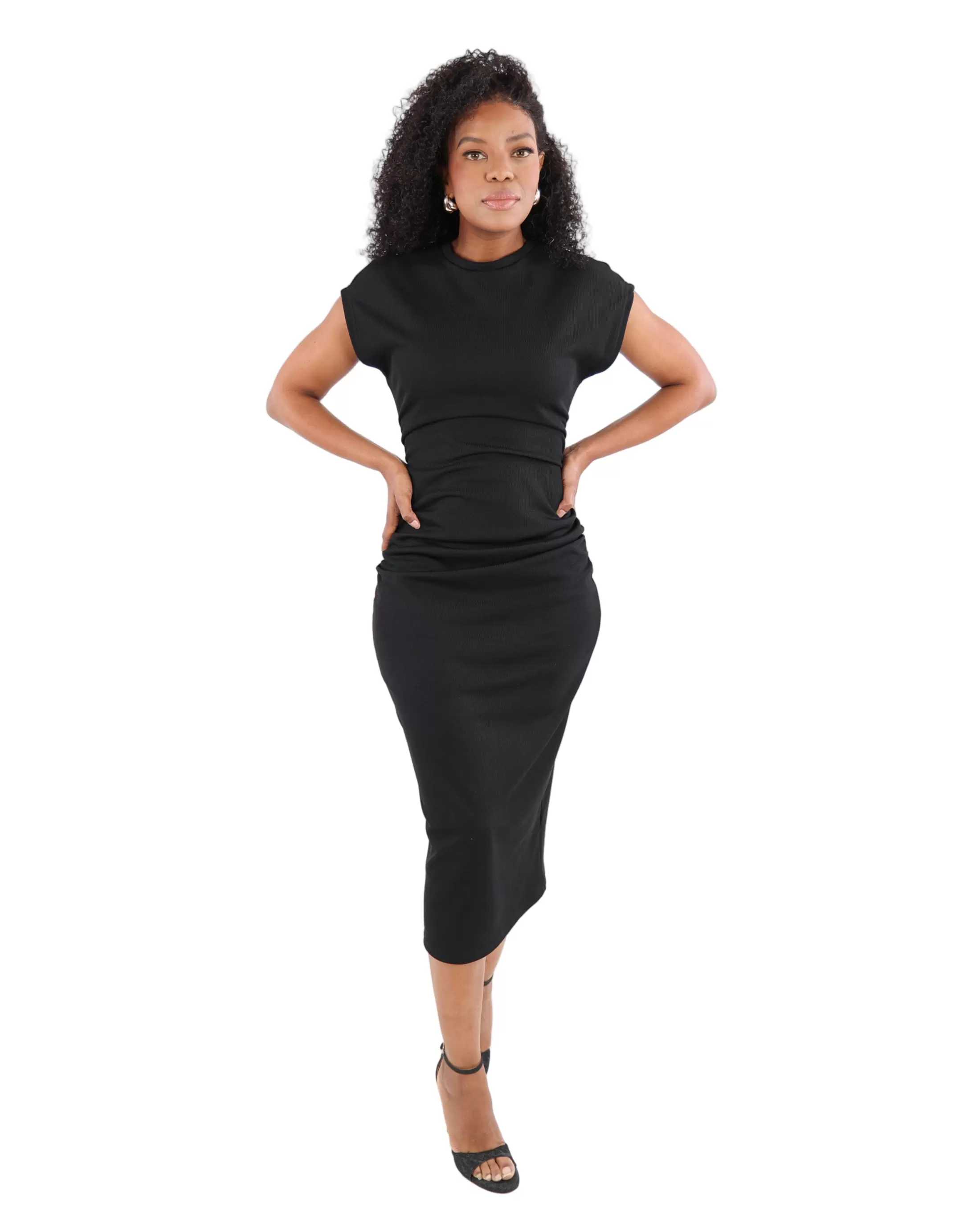 Side Ruched Detail Midi Dress